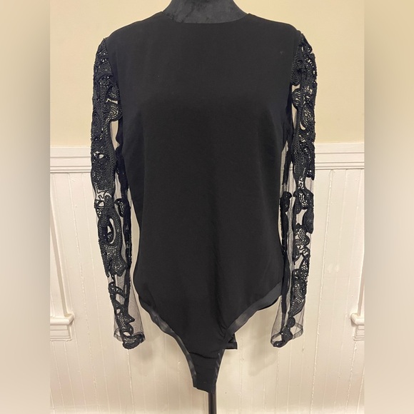 MISHA COLLECTION Tops - MISHA Collection Lace and Mesh bodysuit, zip back, plastic under snap, size 10